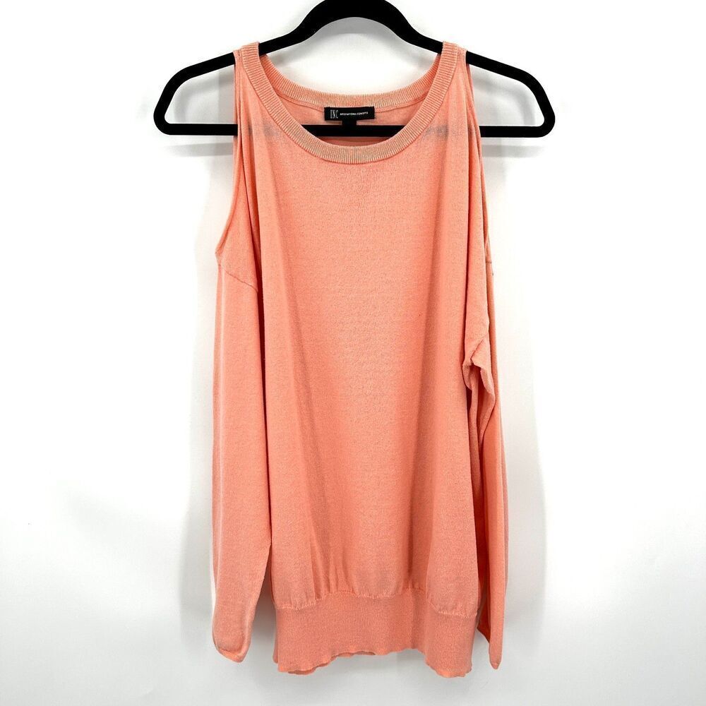INC INTERNATIONAL CONCEPTS Peach Orange Cold Shoulder Soft Sweater Size XL
